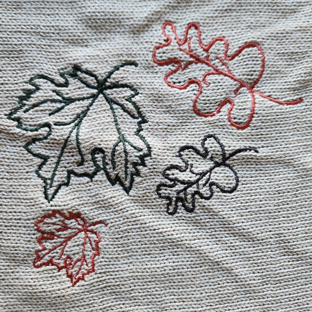 NEW Sweater Vest Womens XL Beige Embroidered Leaf Autumn Cottagecore Fall Indie - Picture 6 of 15